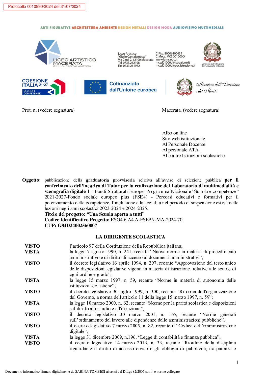 5.Graduatoria PROVVISORIA Tutor_Lab._scenograf. multimed 1