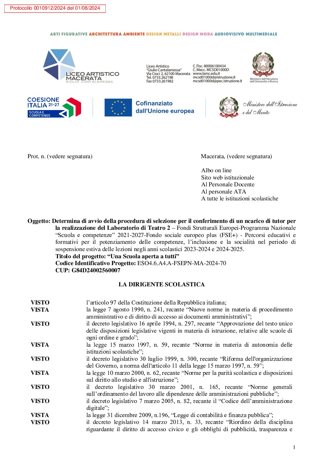 FIRMATO_1. Determina avvio di selezione Tutor_Lab._Teatro 2