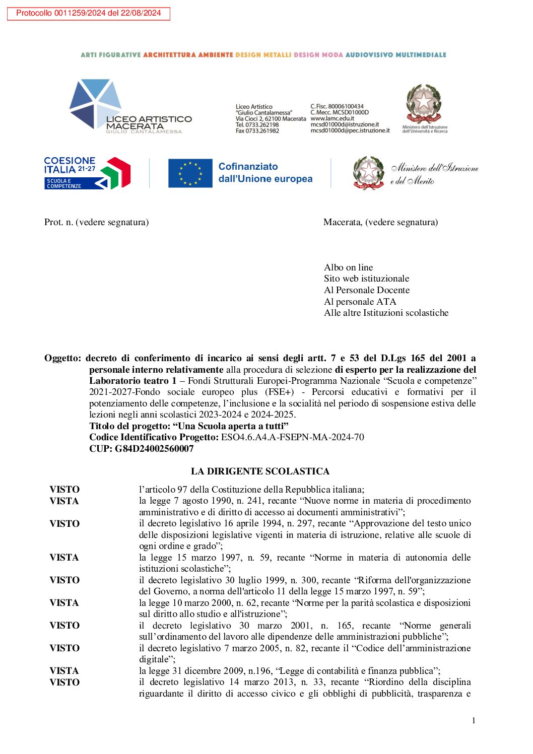 FIRMATO_8a. Decreto conferimento incarico selezione Esperto_Lab._Teatro 1 –